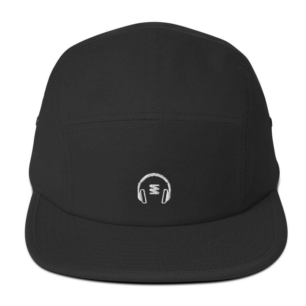 "Listen Up" Five Panel Cap Hats Headphones.com Black 