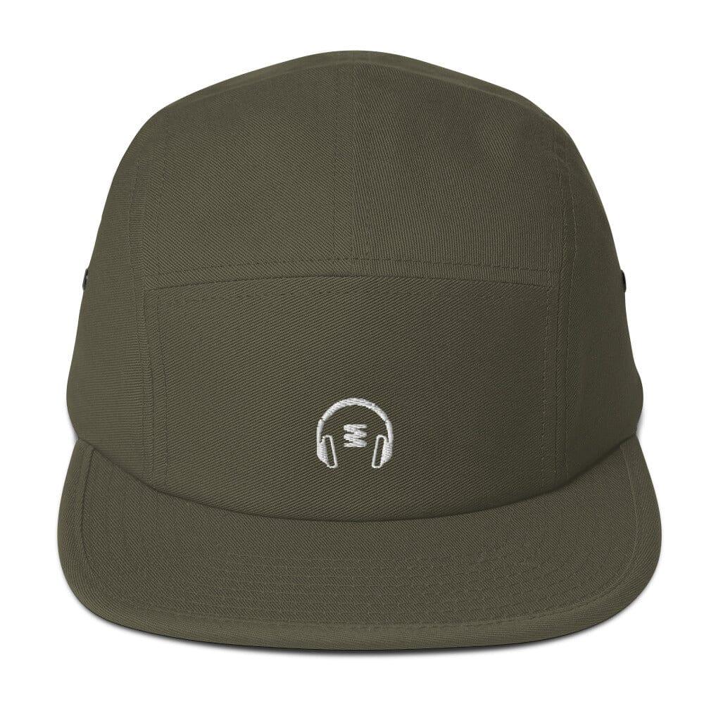 "Listen Up" Five Panel Cap Hats Headphones.com Olive