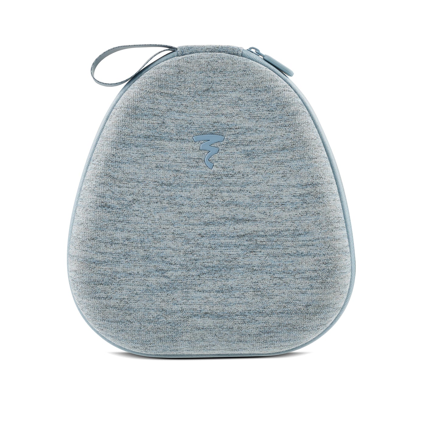 A light blue, teardrop-shaped zippered case with a textured surface and top loop handle, ideal for storing your Focal Azurys headphones. The front center features a subtle Focal logo.