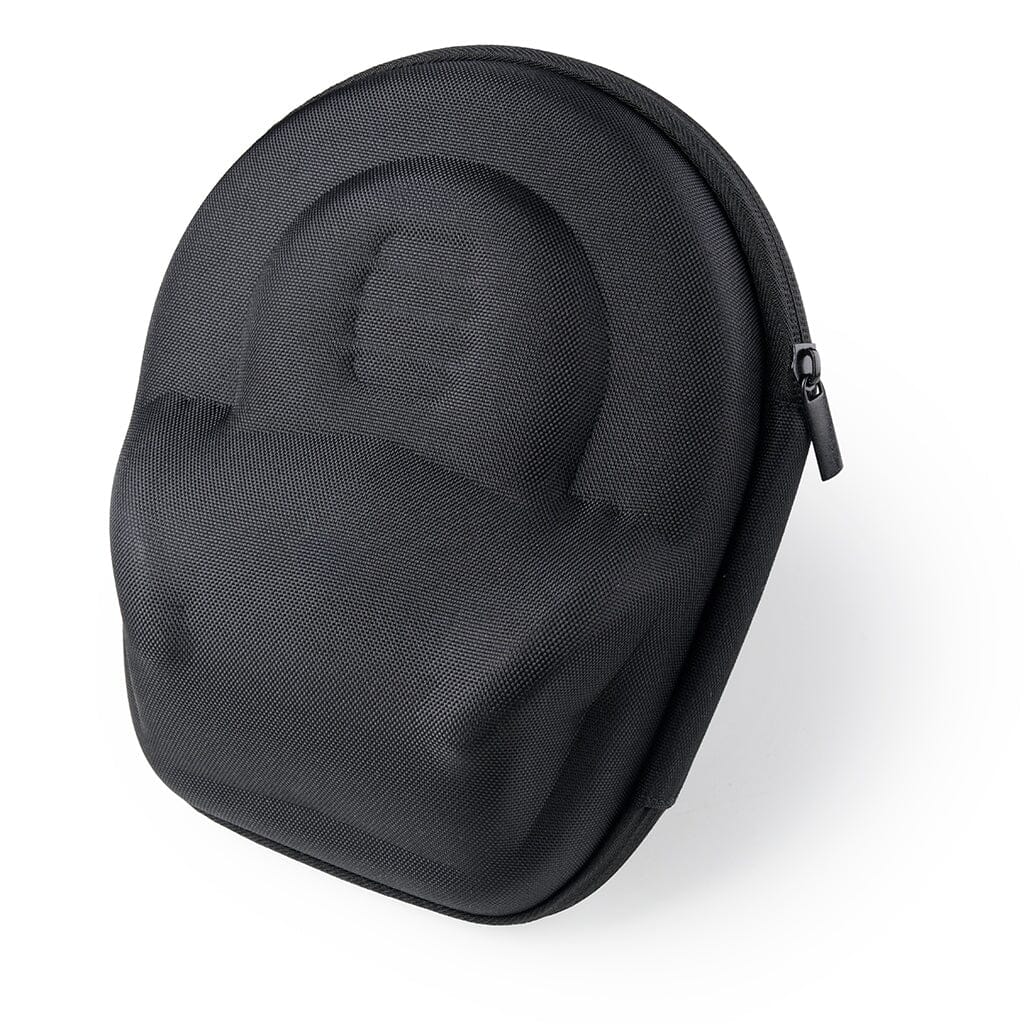 A black, semi-rigid zippered case with a molded exterior—ideal for carrying your HEDD Audio HEDDphone D1 headphones—stands upright on a white background.