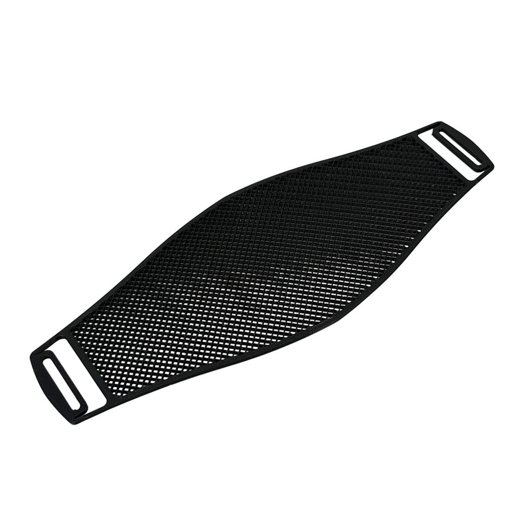 The Capra Audio Capra Comfort Strap for Sennheiser HD 600 Series Headphones is a black, flexible, perforated mat with wide curved sides and dual rectangular handle openings—ideal for added comfort and support.