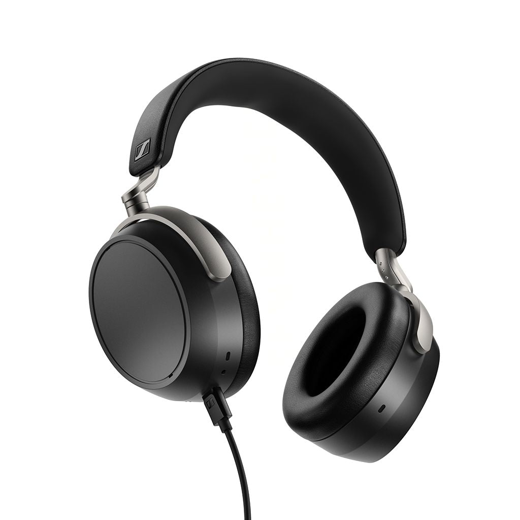 The Sennheiser HDB 630 Wireless Headphones, shown in black with cushioned ear pads and a padded headband, deliver high-resolution sound for an immersive listening experience.