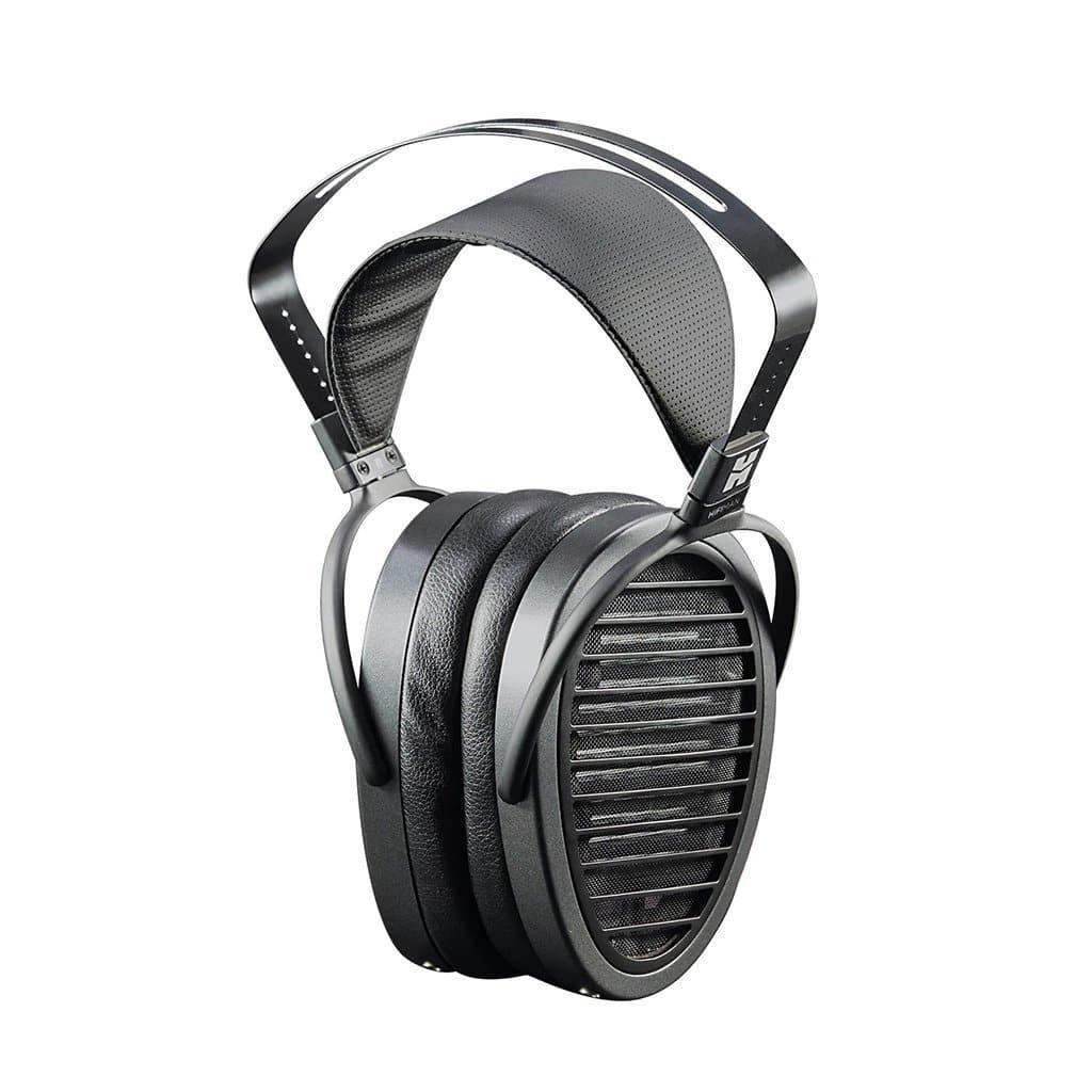 Experience the Hifiman Arya V3 Stealth Magnets Edition - Open Box by Hifiman, featuring large rectangular ear cups with horizontal grills and a black metallic finish for wide soundstage and exceptional planar performance.