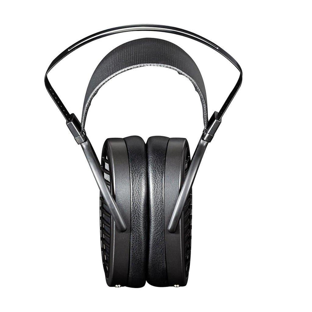 The Hifiman Arya V3 Stealth Magnets Edition by Hifiman is a pair of black over-ear headphones with a wide, padded headband and rectangular ear cups on metal arms, delivering planar performance and a wide soundstage—shown against a white background.