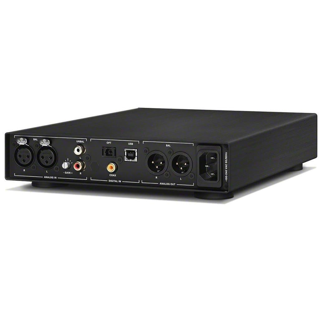 The Sennheiser HDV 820 Headphone Amplifiers rear panel features XLR, RCA, USB, coaxial, optical, and power inputs—offering versatile connectivity for high-end headphones and the premium ESS SABRE32 DAC.