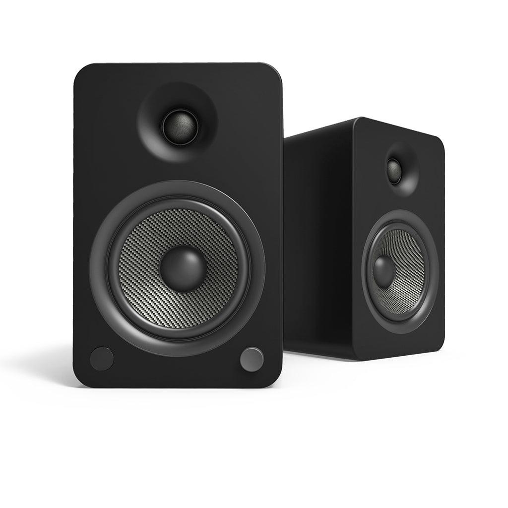 kanto yu6 matte black powered bookshelf speakers