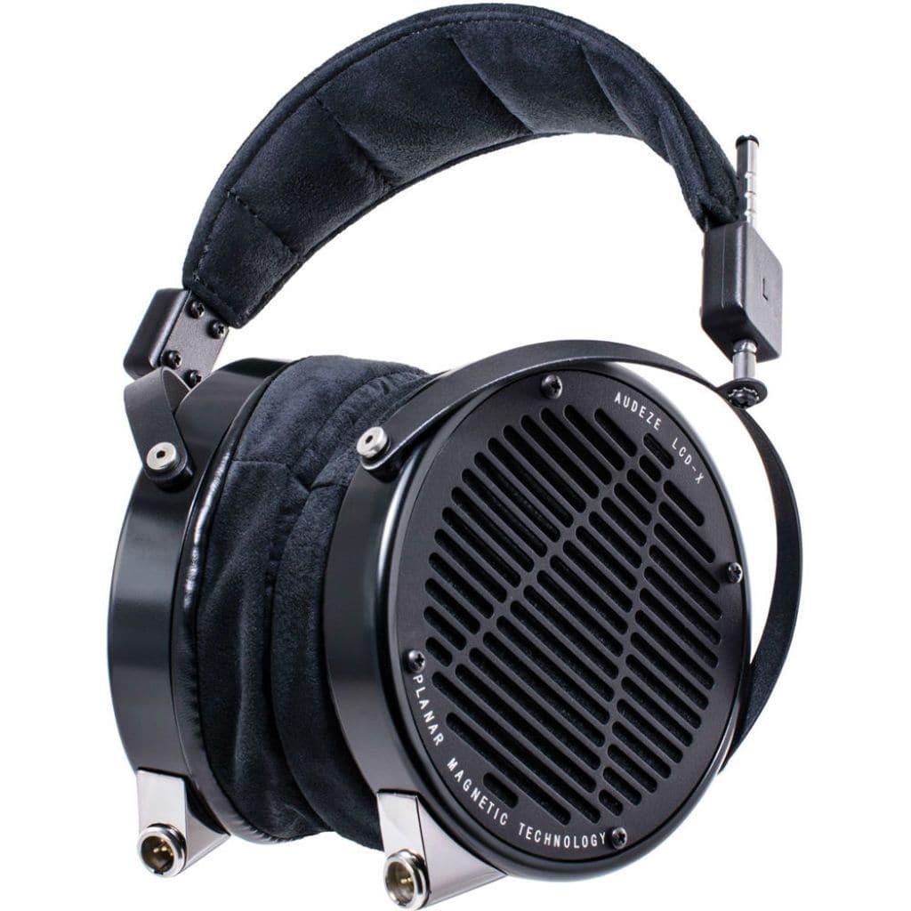 Audeze LCD-X 2024 Creators Edition Open Box headphones feature large circular ear cups with visible grills, plush padding, and a wide padded headband—ideal for high-performance audio. Text on the cup displays Audeze and Planar Magnetic Technology.