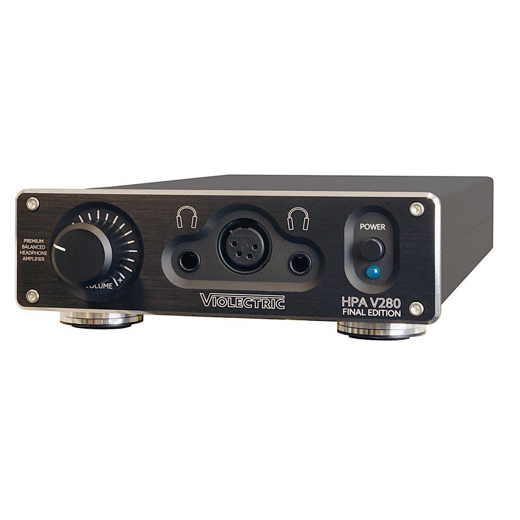 The Violectric HPA V280-FE Desktop Headphone Amplifier features advanced V200 technology, front volume control, headphone jacks, and a power button—ideal for high impedance headphones.