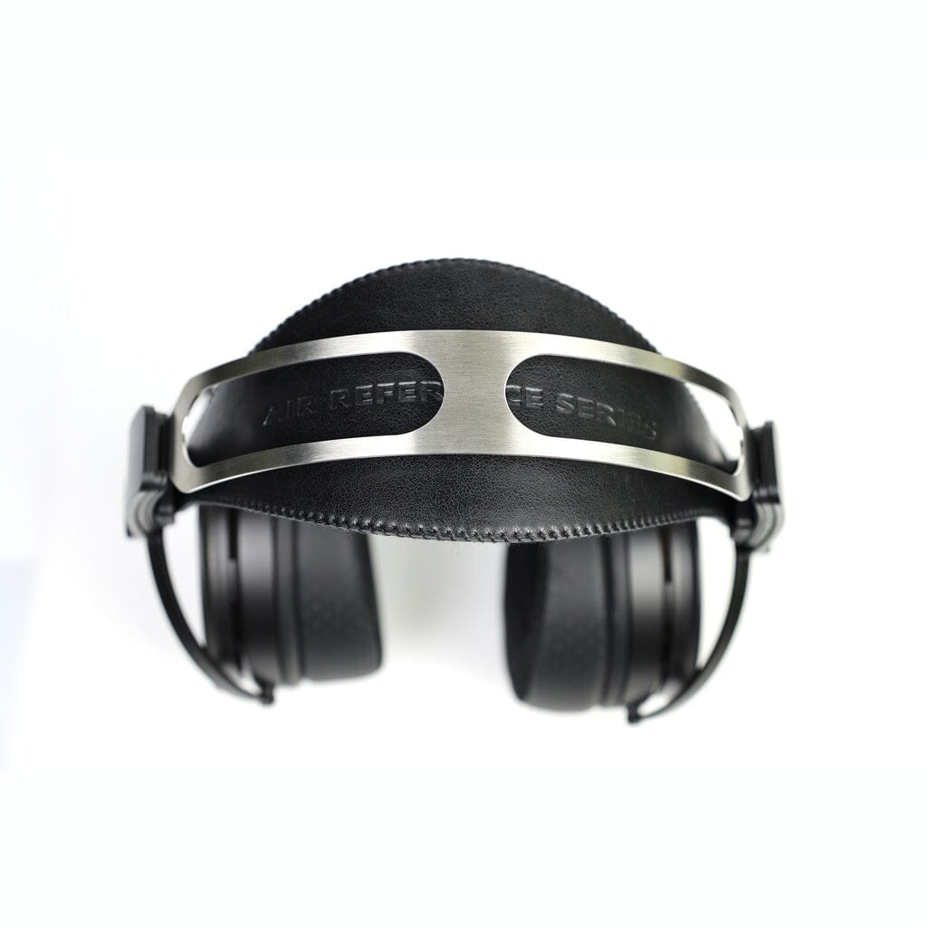 Aune Audio AR3000 over-ear headphones with a wide, metal-framed leather headband embossed with the text AIR REFERENCE SERIES.