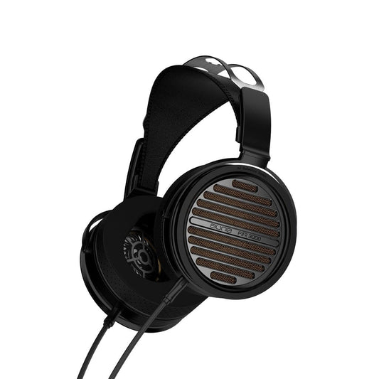 Black Aune Audio AR3000 over-ear headphones with open-back ear cups featuring a horizontal slatted design.