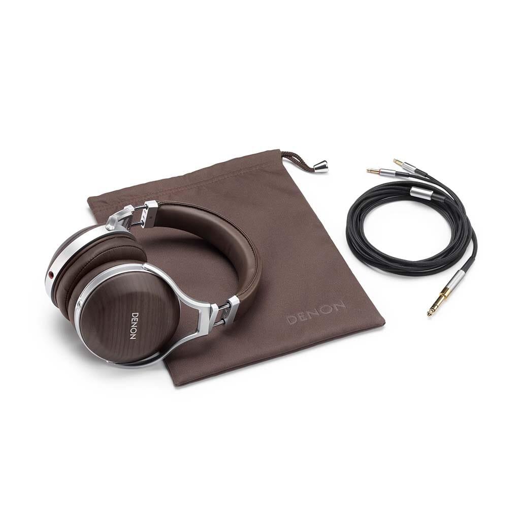 denon ah-d5200 closed-back over-ear wooden headphones