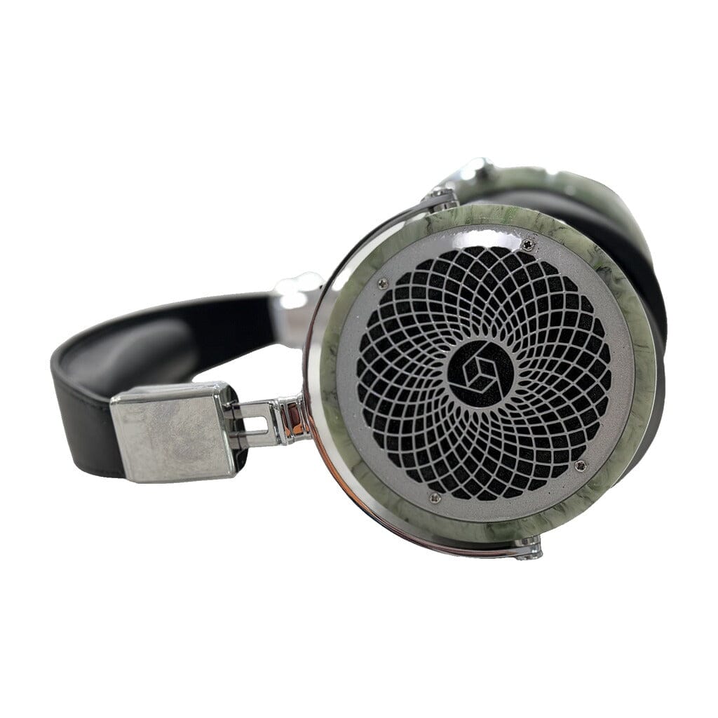 Featuring a black headband, silver metal earcups, and a distinctive geometric grille on the outer side of each earcup, the Rosson Audio Design RAD-0 Headphones deliver both eye-catching style and outstanding sound quality. This Open Box C Condition – Clearance – 215 model is an excellent choice for discerning audiophiles seeking an impressive listening experience.