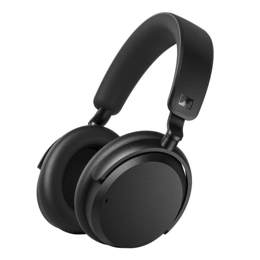 The Sennheiser Accentum Plus Wireless Headphones (Clearance) are black over-ear noise-canceling headphones with cushioned ear pads and adjustable headband, delivering signature Sennheiser sound, shown on a plain white background.