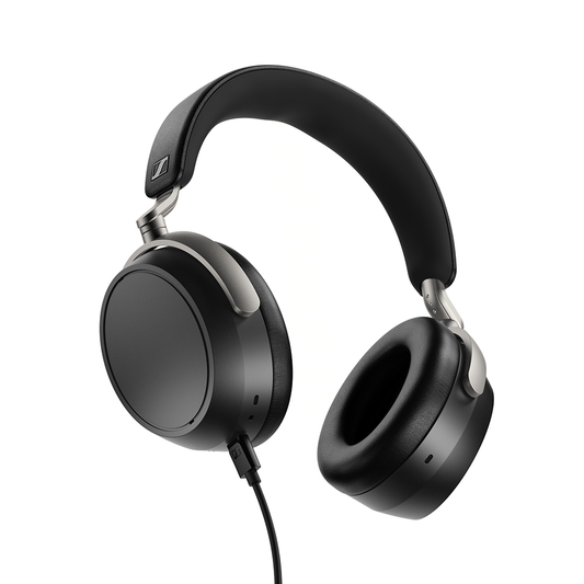 The Sennheiser HDB 630 Wireless Headphones, by Sennheiser, feature a cushioned headband and ear cups, high-resolution sound, metallic accents, and are shown isolated on a white background.