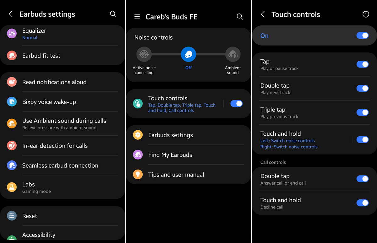 Samsung Buds FE Settings