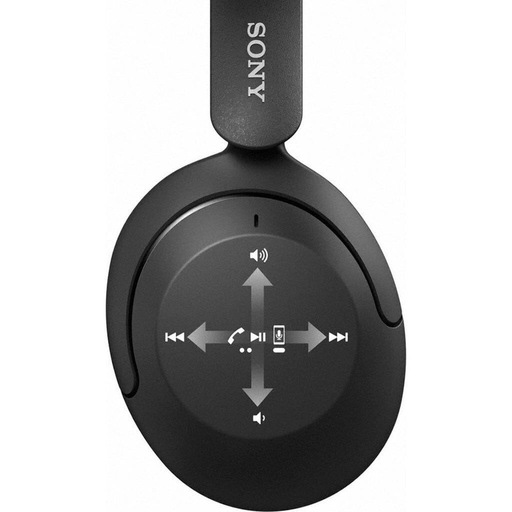 The Sony WHX-XB910N Wireless Headphones - Clearance feature touch control symbols on the earcup for volume, track, calls, and battery functions—showcasing EXTRA BASS and intuitive gesture controls by Sony.