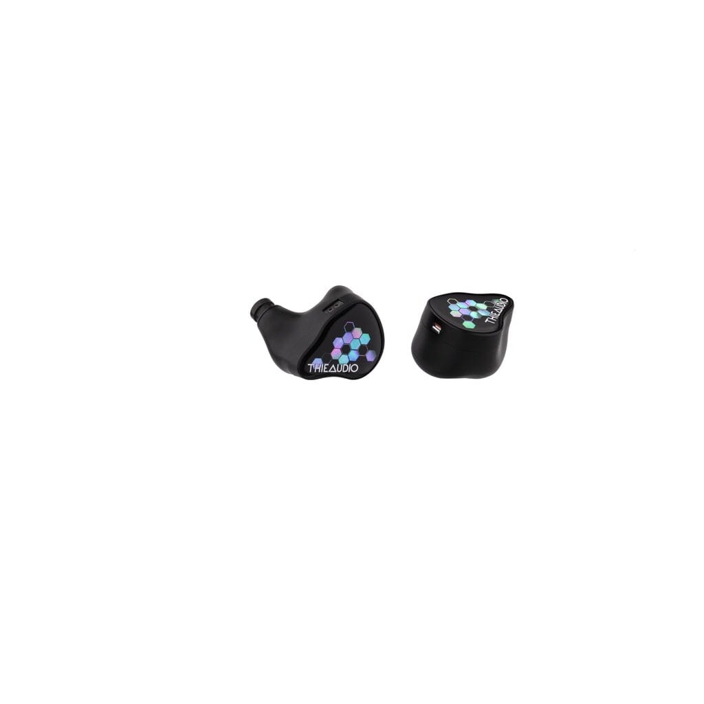 The Thieaudio Monarch MKIV In-Ear Headphones are black wireless earbuds with colorful circular patterns, featuring an adjustable tuning switch inspired by the original Monarch MKIV design.