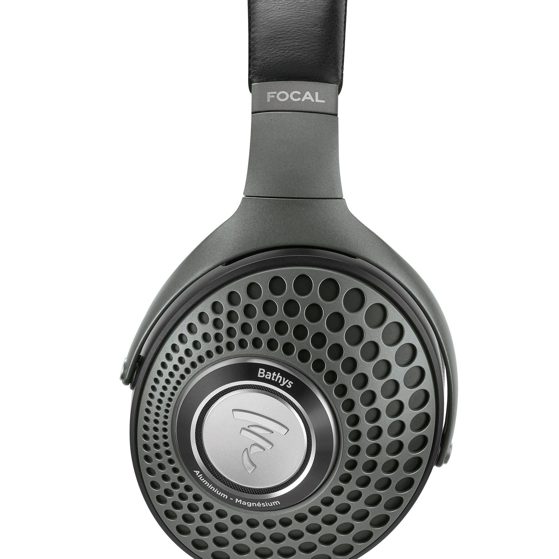 Left-side view of Focal Bathys wireless noise-cancelling bluetooth audiophile headphones
